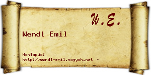 Wendl Emil névjegykártya